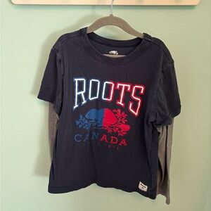 Roots Kids Navy T-Shirt with Long Sleeves